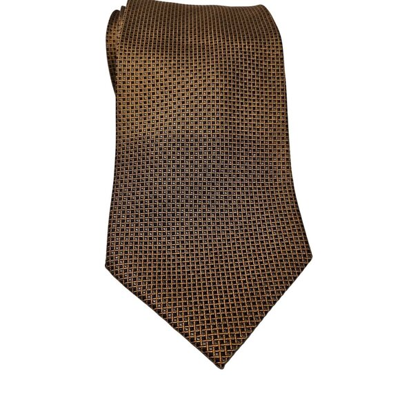 Versa Milan New York Men's Tie 100% Silk Hand Made Gold Blue 3.75" by  58" - Picture 1 of 4